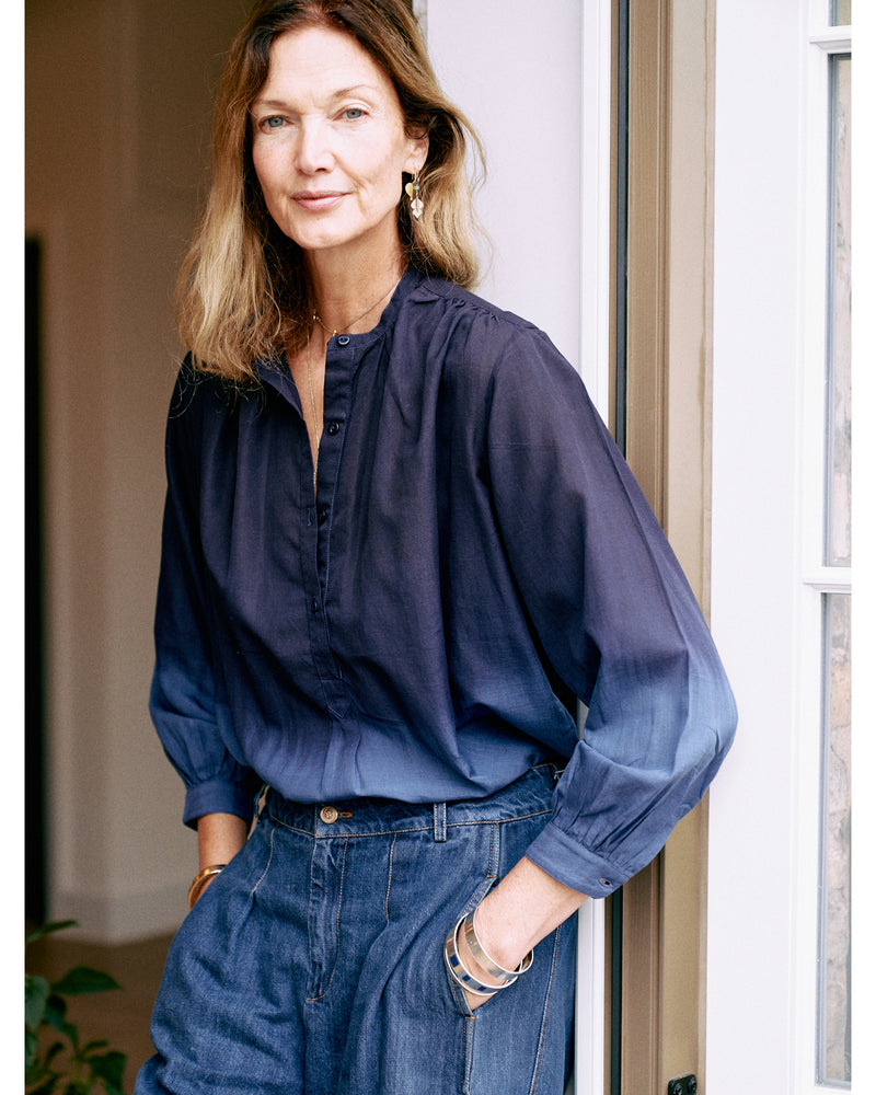 wren blouse | midnight/navy dip dye