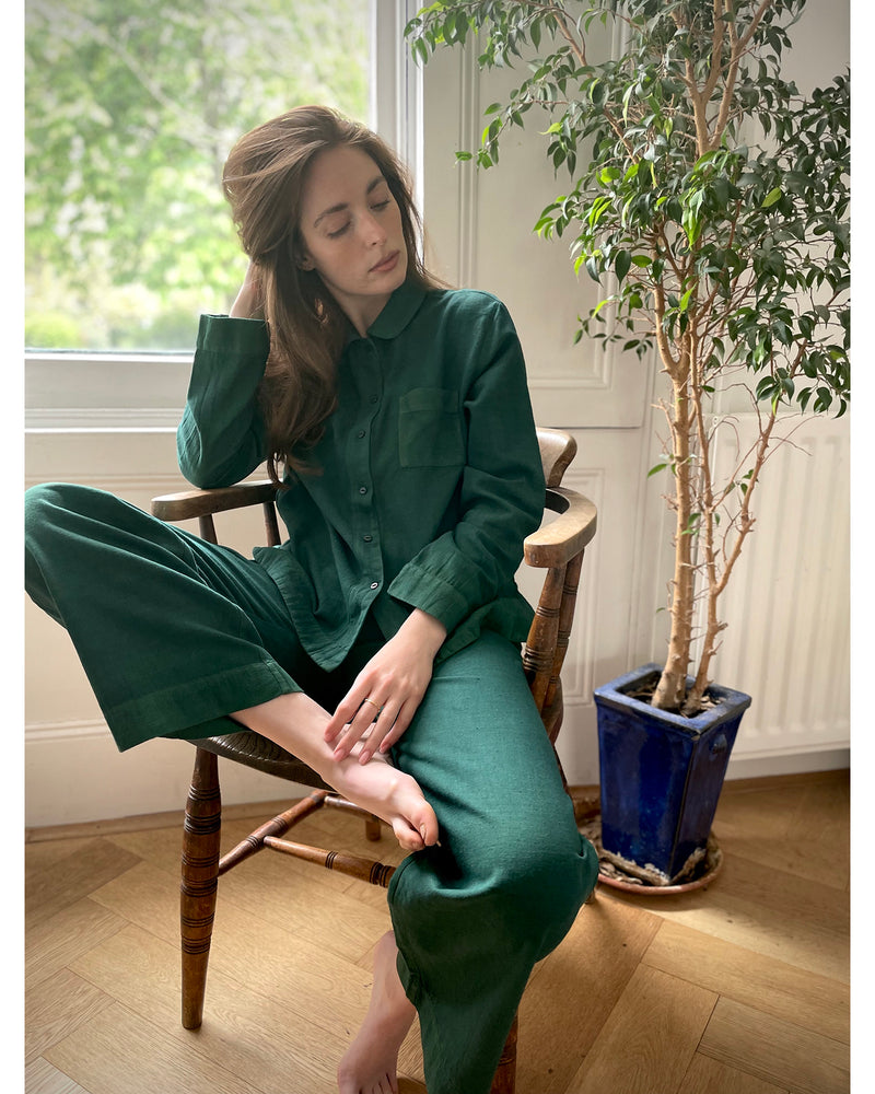 freya pyjama style trousers | plant dyed malachite