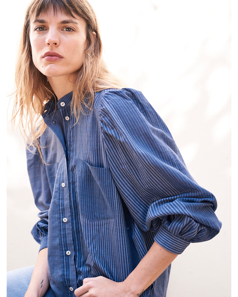 ingrid blouse | indigo stripe