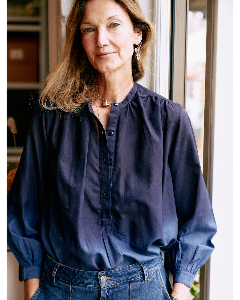 wren blouse | midnight/navy dip dye