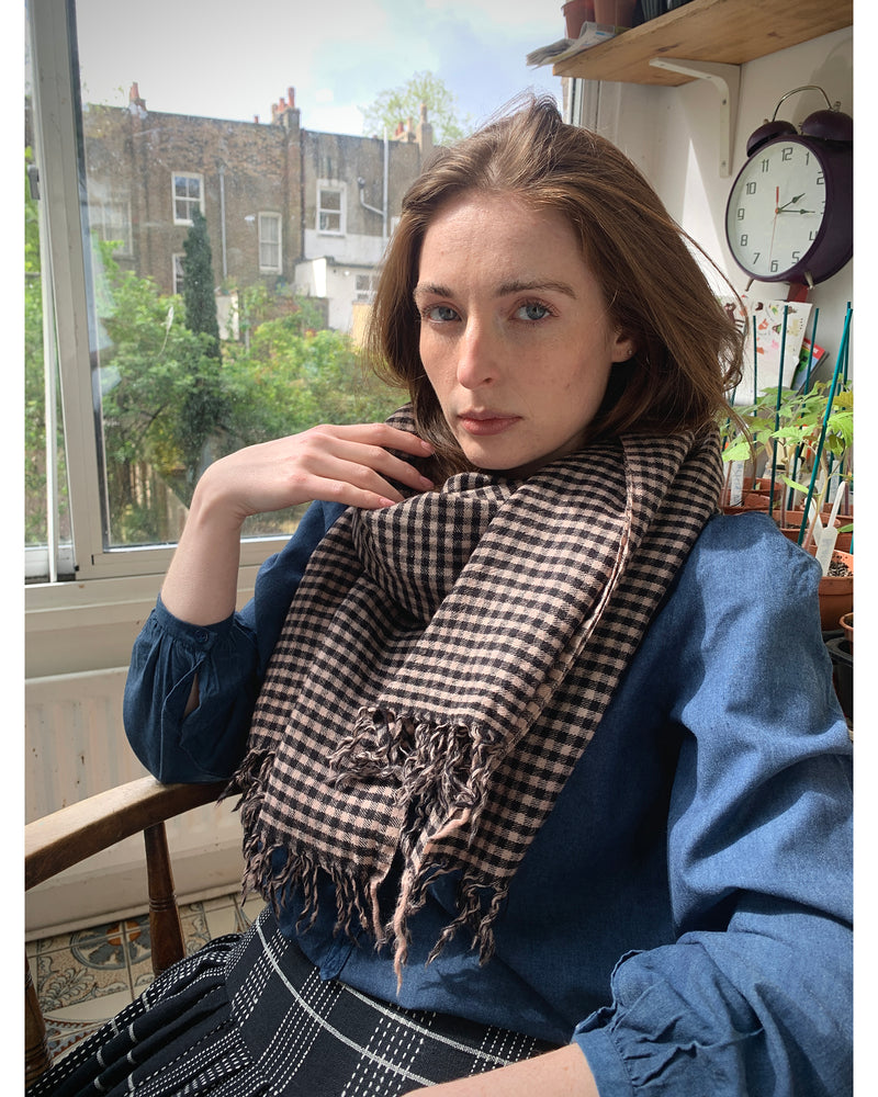 handwoven woollen scarf | putty