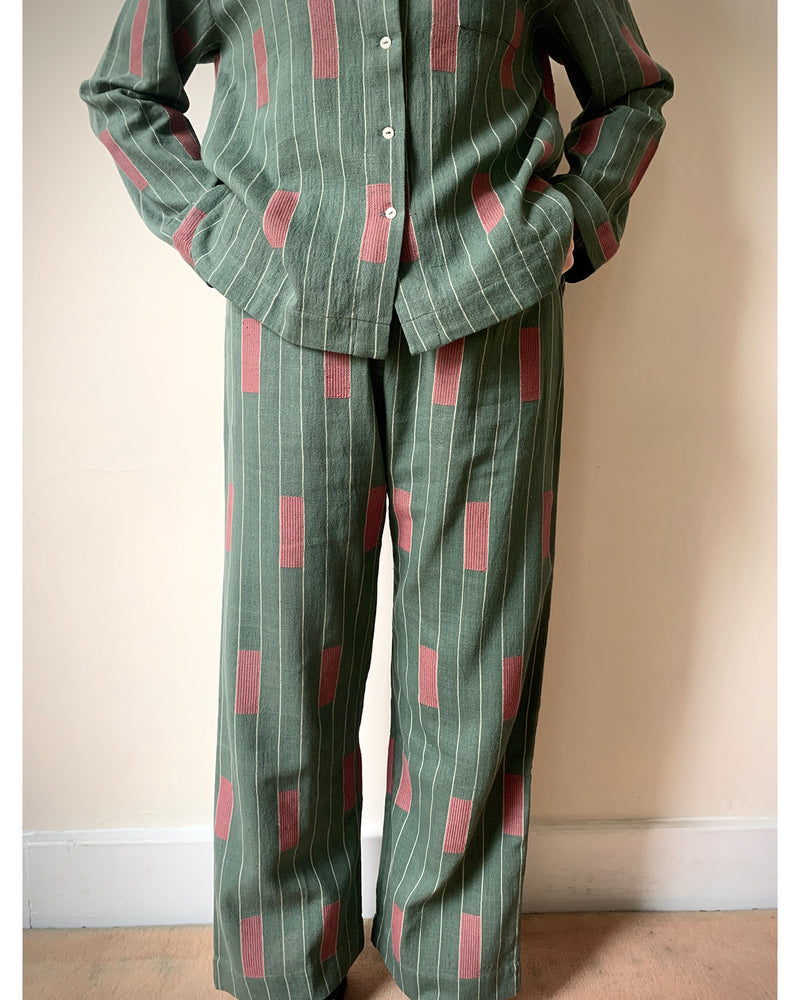 freya pyjama style trousers | olive