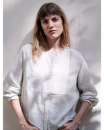 ilse blouse | ecru/navy pinstripe